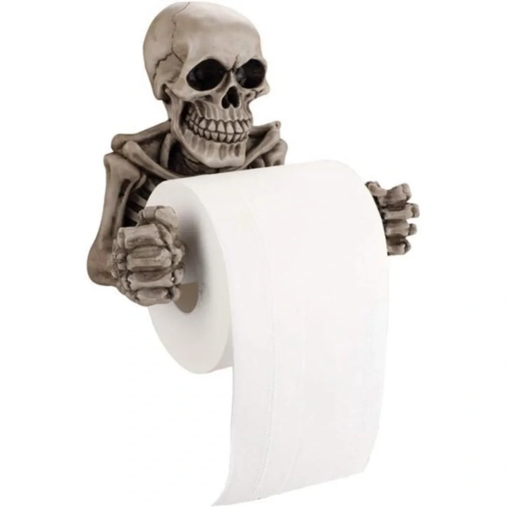 Skull Toilet Paper Holder Wall Mount Toilet Tissue Roll Paper Storage Holder